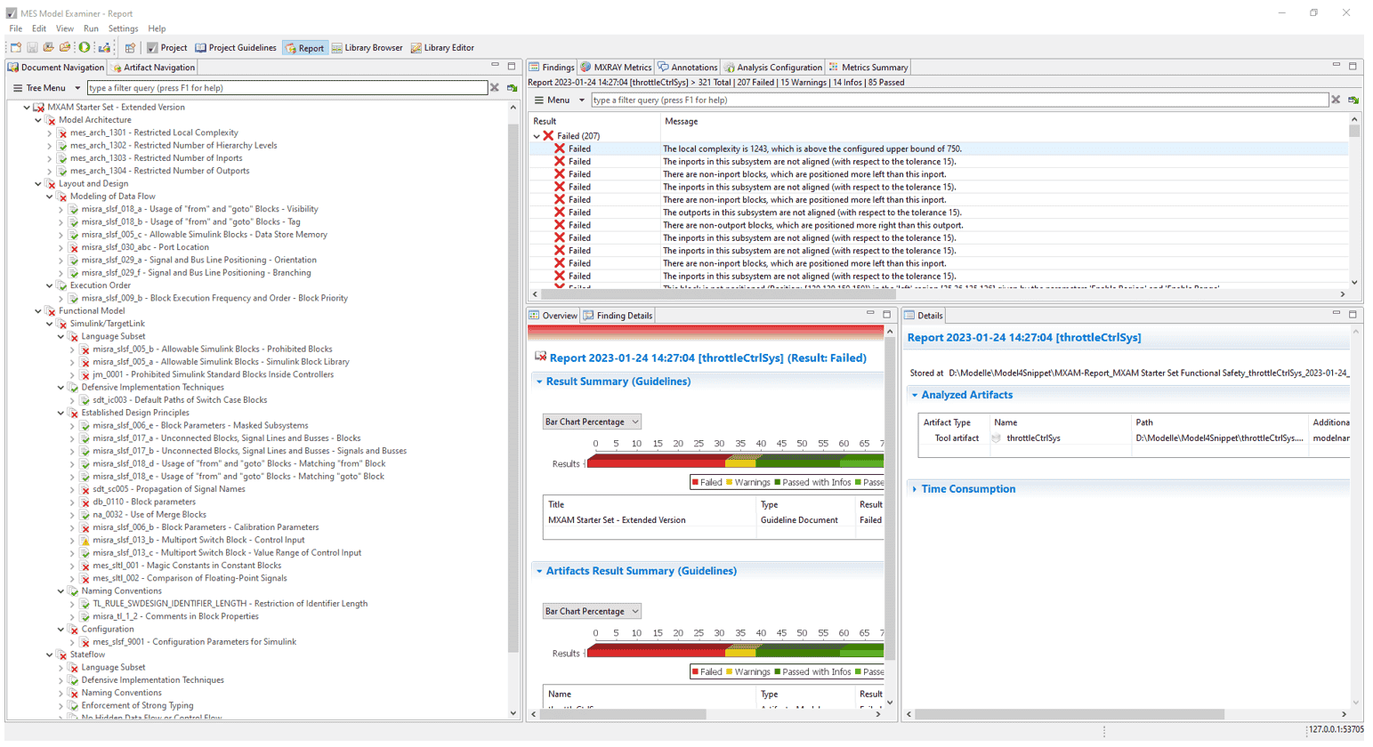 Die Abbildung 4 zeigt die Ansicht der MXAM-Analyseergebnisse.