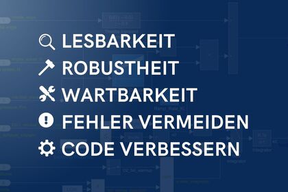 Dieses Bild zeigt, wie Modellierungsrichtlinien die Lesbarkeit, Robustheit und Wartbarkeit von Simulink-Modellen verbessern. Sie helfen außerdem, Fehler zu vermeiden und den Code zu verbessern.