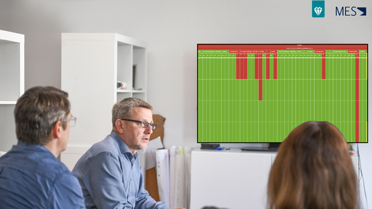 Das Bild zeigt die Findings aus der statischen Analyse im MES Quality Commander® (MQC) übersichtlich als Heatmap.