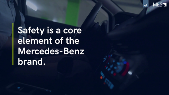 This image is a thumbnail representing the video for the Mercedes-Benz - Safety is a Core Element.