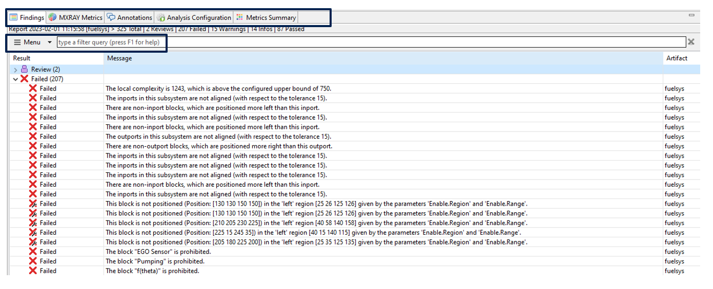 This figure describes the results of the MXAM compliance analysis.